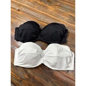 Victorias Secret The Knockout Bandeau Bikini Top Set Black White 38C Underwire